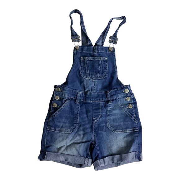 Vanilla Star Girls Denim Shortalls Adjustable Size 8 Jean Bib Overalls Pockets - Picture 1 of 15